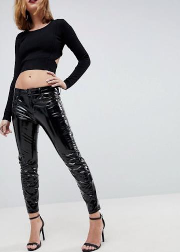 Petite - Lisbon - Jeans skinny in vinile a vita medio alta