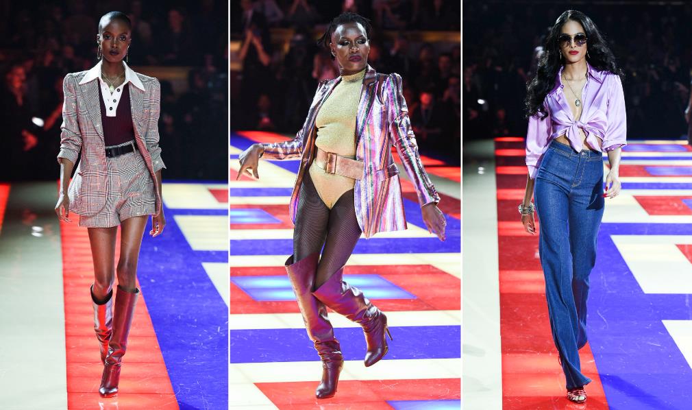 Collage tra look della sfilata Tommy Hilfiger