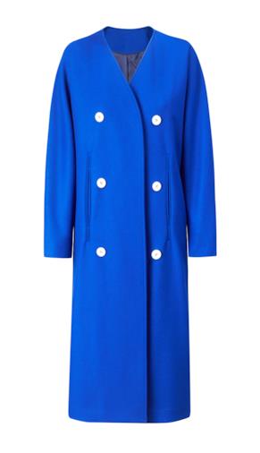 Cappotto doppiopetto blu elettrico