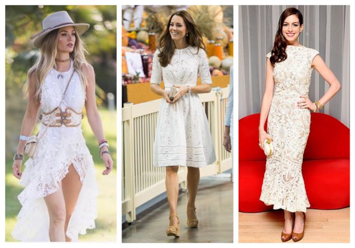 Talita Corrrea, Kate Middleton e Anne Hathaway indossano abiti di pizzo sangallo Le star indossano vestiti in pizzo sangallo