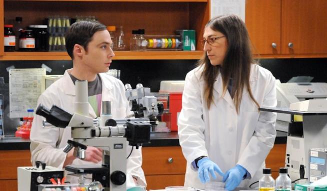 Jim Parsons e Mayim Bialik in The Big Bang Theory Amy e Sheldon di The Big Bang Theory