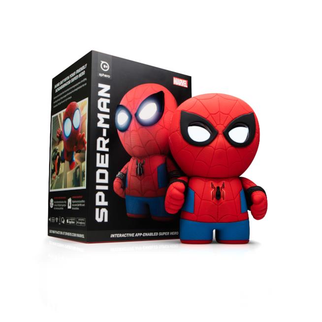 Spider-Man Interactive App-Enabled di Sphero Il giocattolo di Sphero a forma di Spider-Man con la scatola d'imballaggio