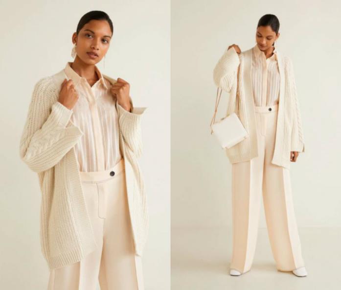 Cardigan écru di moda per l'inverno 2018 Cardigan écru di tendenza per l'inverno 2018