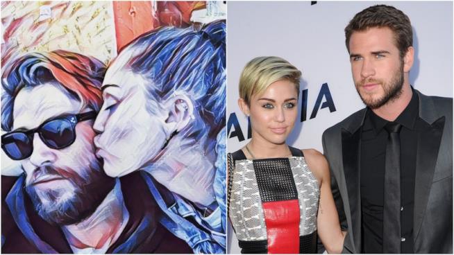 Miley Cyrus e Liam Hemsworth in un selfie che è un'opera d'arte Lo scatto di Miley Cyrus e Liam Hemsworth