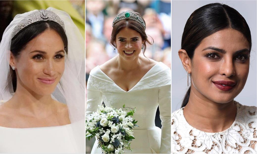 Collage tra Meghan Markle, Priyanka Chopra ed Eugenia