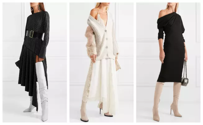 Stivali cuissardes bianchi di moda per l'autunno inverno 2018-19 Stivali sopra il ginocchio di tendenza per l'A/I 2018-19