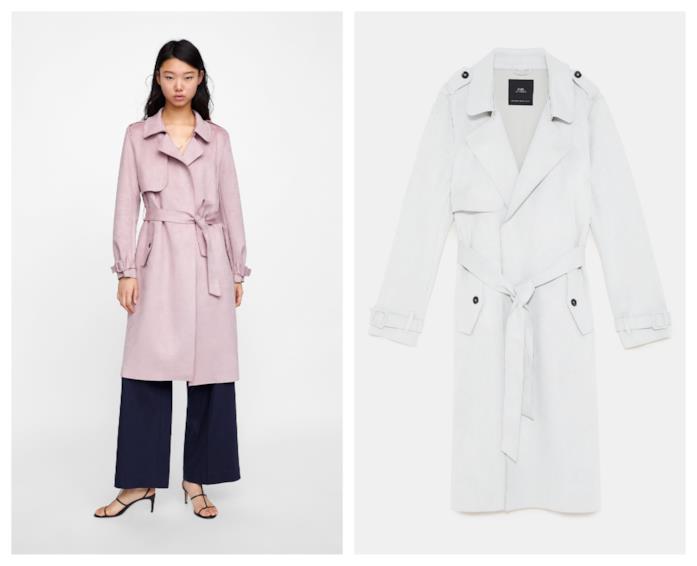 Trench rosa e ghiaccio di moda per l'A/I 2018-19 Trench nei colori pastello di tendenza per l'autunno inverno 2018-19