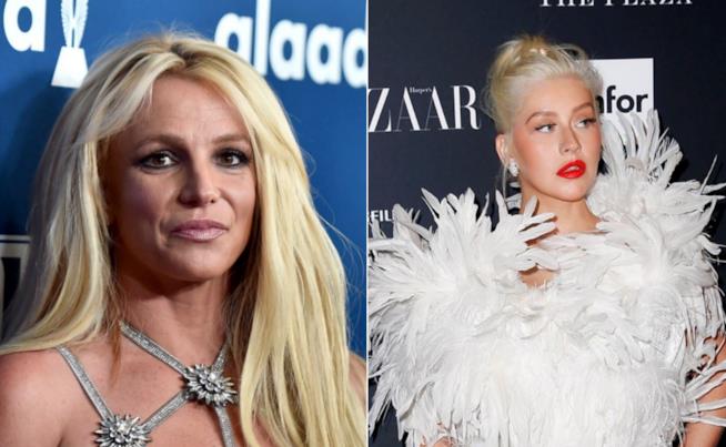 Britney Spears e Christina Aguilera in un collage Britney Spears e Christina Aguilera