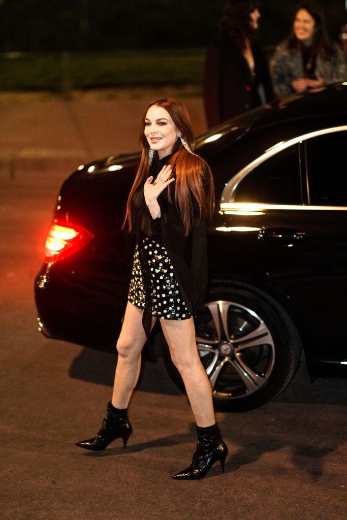 L'attrice americana da Saint Lauren Lindsay Lohan alla sfilata Saint Laurent