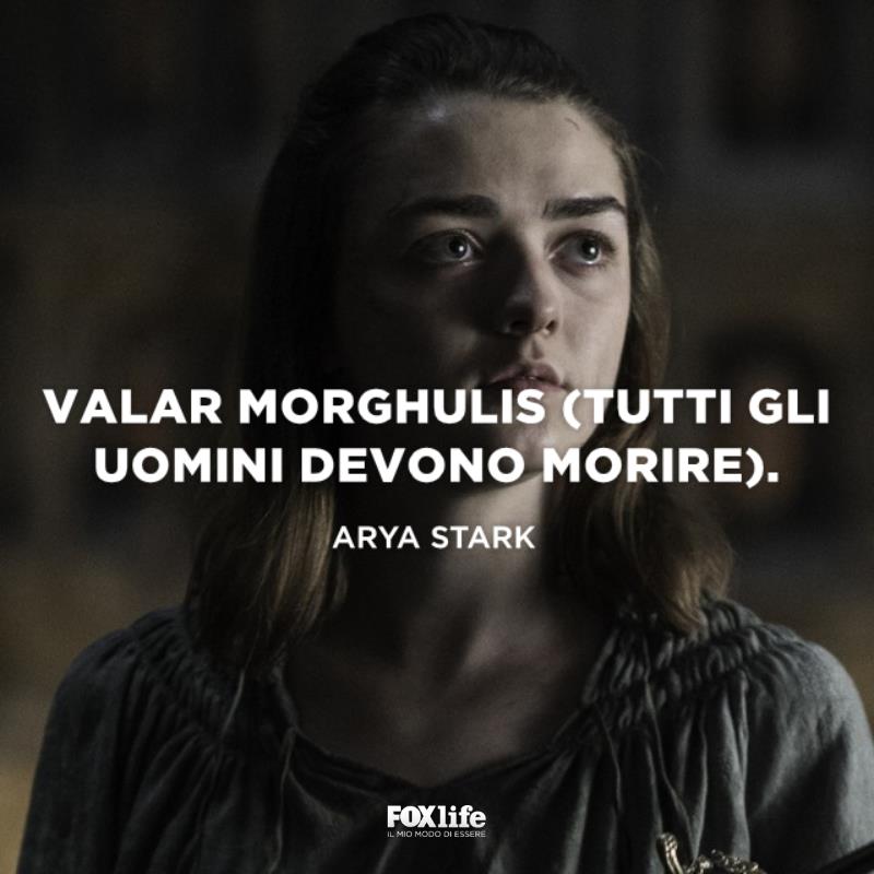 Frase sulla morte Viso di Arya Stark