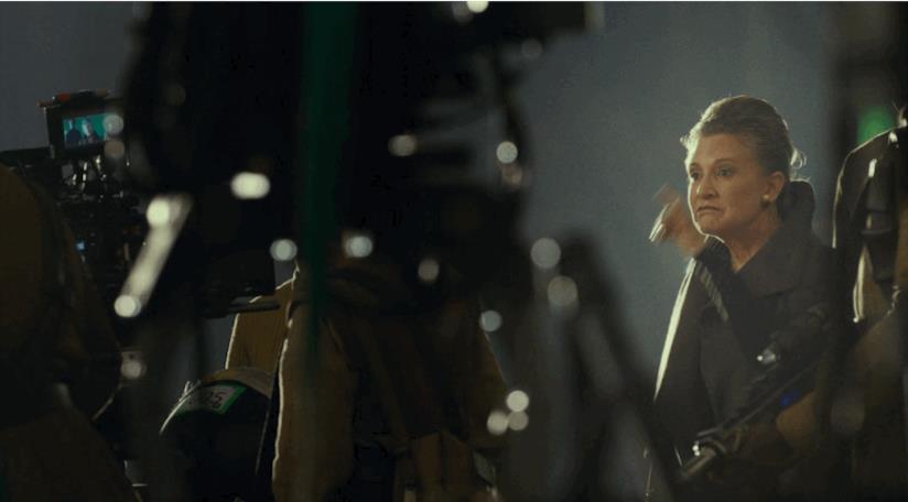 Carrie Fisher sul set di The Last Jedi L'attrice Carrie Fisher