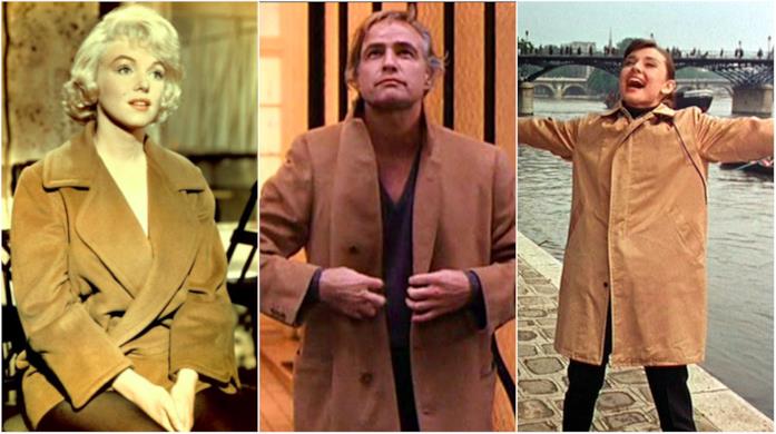 Film con cappotto cammello Marilyn Monroe, Marlon Brando e Audrey Hepburn in cappotto cammello