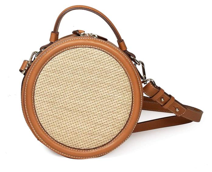 Borsa a tracolla rotonda in rafia con inserti di pelle marrone per l'autunno 2018 La borsa di Massimo Dutti in rafia e a tracolla per l'autunno 2018