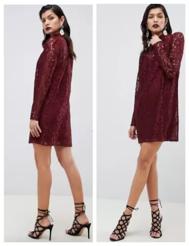 Abito in pizzo bordeaux