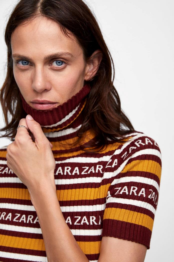 Pullover a righe bordeaux e ocra 70% viscosa, 30% nailon Pullover a righe bordeaux e ocra