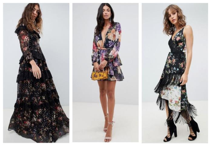 Vestiti con la stampa fiorata tendenza folk autunno 2018 Abiti floreali tendenza folk autunno 2018