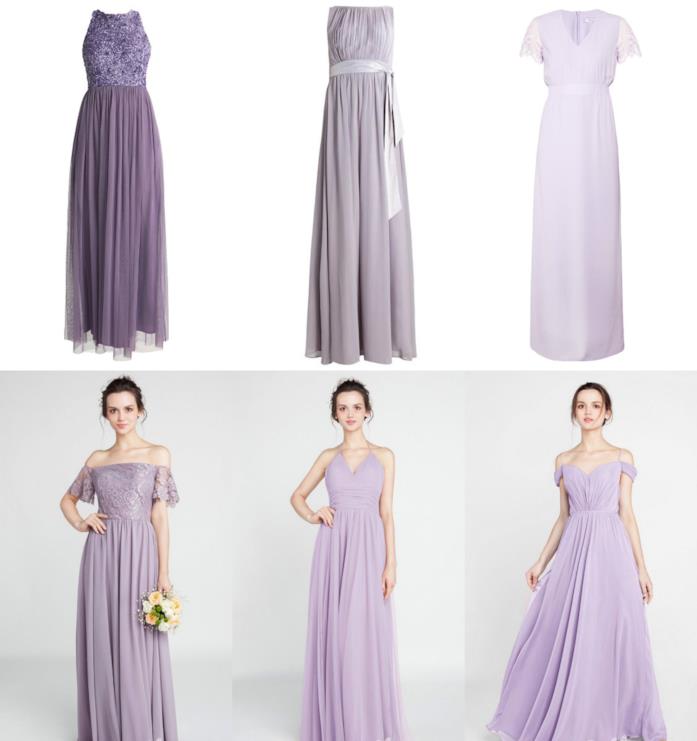 Abiti lunghi lavanda Collage di abiti lunghi lavanda