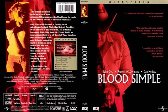 Blood Simple - Sangue Facile La cover del DVD del film diretto da Joel Coen