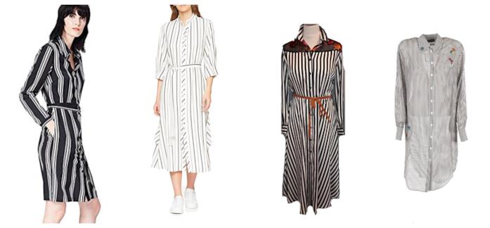 Gli abiti chemisier a righe di tendenza per l'estate 2018 A righe, i camicioni di moda per l'estate 2018