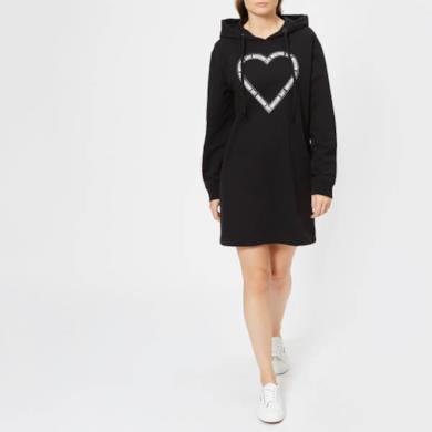 Love Moschino Women's Heart Logo Hoodie Dress - Black