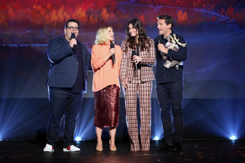 Il cast di Frozen 2 al D23 Expo 2019 Josh Gad, Kristen Bell, idina Menzele Jonathan Groff