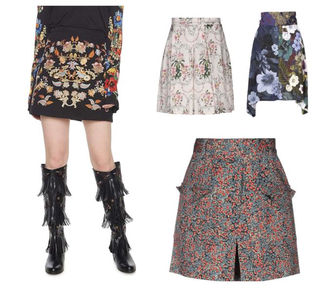 Gonne mini e lunghe a fiori di moda per l'autunno 2018 A fiori, le gonne di tendenza autunno inverno 2018-1