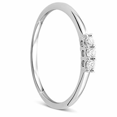 Orovi Anello Donna Trilogy con Diamanti taglio brillante Ct 0.09 in oro Bianco 9 kt 375
