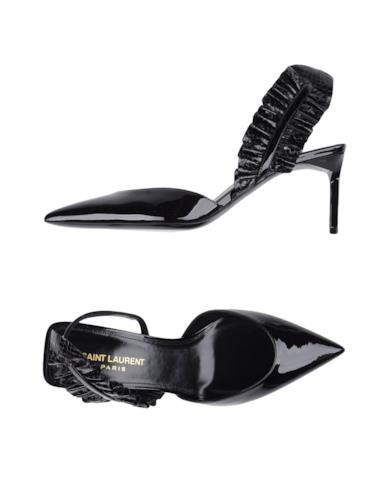 Slingback vernice nero con ruches