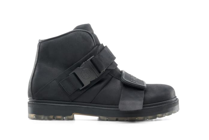 Stivaletto nero Rick Owens x Birkenstock Stivaletto alla caviglia in pelle nera con doppia fibbia