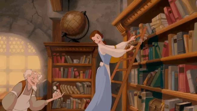 Belle in La Bella e La Bestia Una scena del Classico Disney La Bella e La Bestia