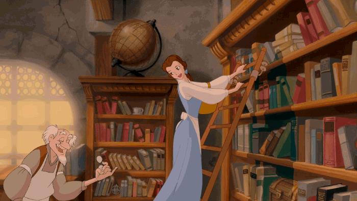 Belle in La Bella e La Bestia Una scena del Classico Disney La Bella e La Bestia