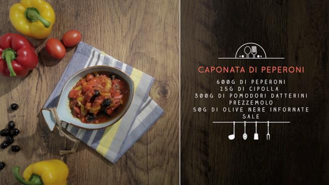 Caponata di peperoni, pomodori e olive nere infornate Caponata di peperoni