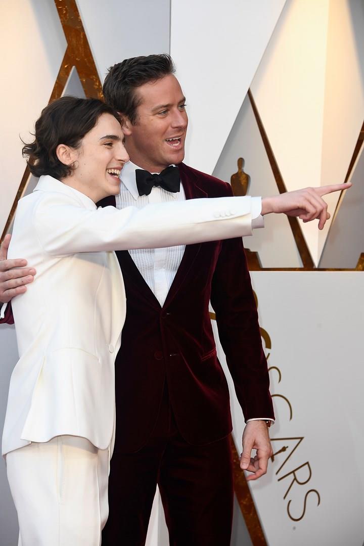 Timothée Chalamet e Armie Hammer sul red carper degli Oscar Timothée Chalamet e Armie Hammer agli Oscar
