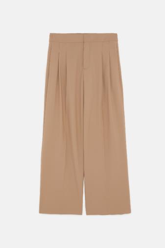 Pantaloni a pieghe cammello