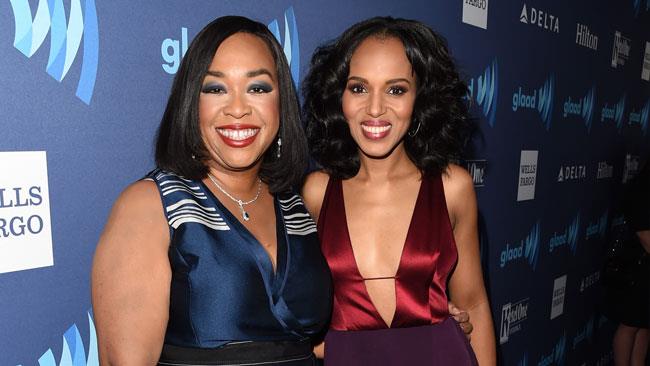 Shonda Rhimes smentisce che Scandal 6 sarà influenzato da Trump Shonda Rhimes e Kerry Washington sorridenti ai GLAAD Media Awards 2015