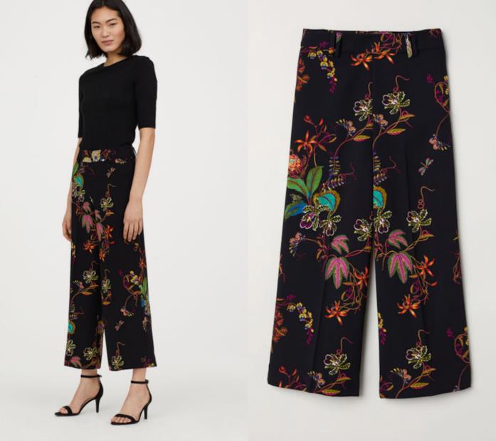 Pantaloni cropped fantasia Pantaloni H&M cropped con fiori e piante