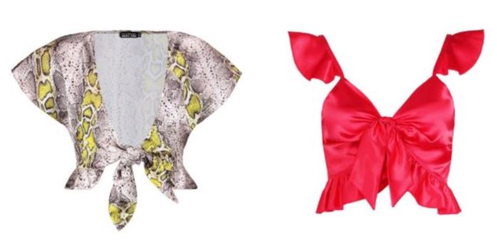 Crop top stampa animalier e in raso con volant moda estate 2018 Con la stampa animalier e in raso con volant i crop tod di tendenza estate 2018