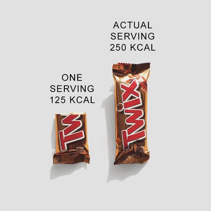 Una porzione e una doppia porzione di Twix Lo snack twix