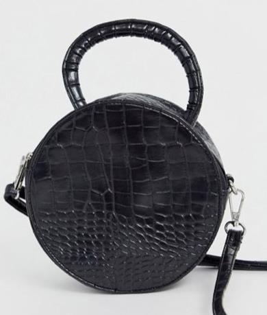 Borsa tonda con tracolla nero coccodrillo
