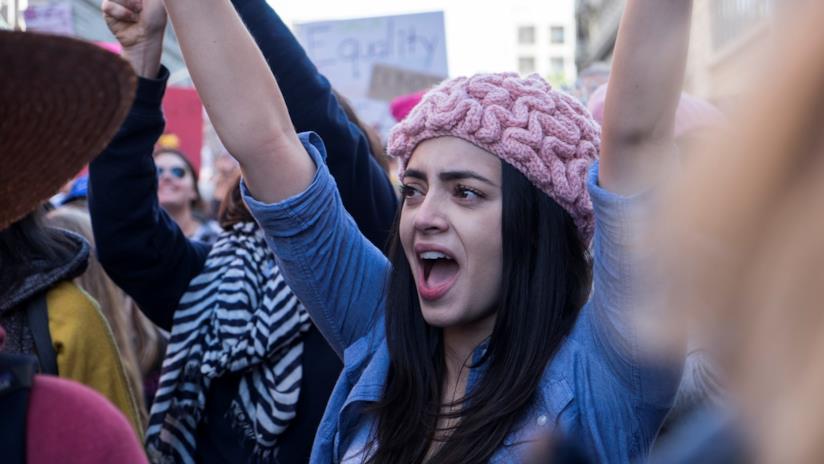 Le donne in piazza per l'uguaglianza Protesta in piazza delle donne per l'uguaglianza sul lavoro