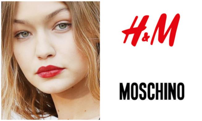 Gigi Hadid testimonial di una linea H&M x Moschino Collage tra Gigi Hadid, H&M e Moschino