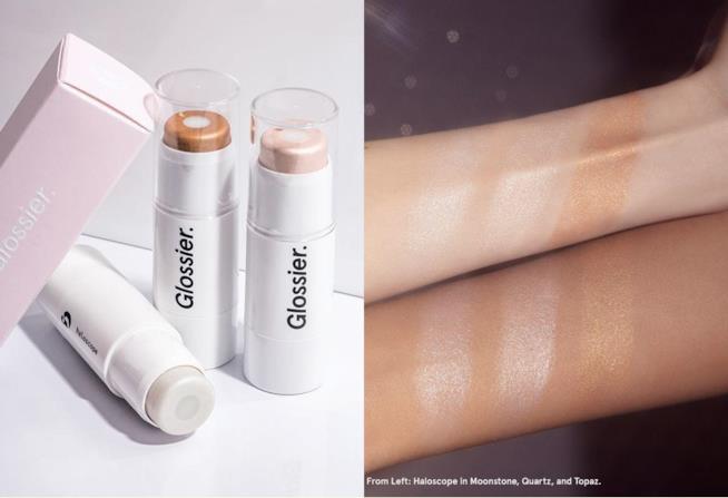 Haloscope Dew Effect Highlighter di Glossier Haloscope Dew Effect Highlighter l'illuminante in stick Glossier in 3 colori