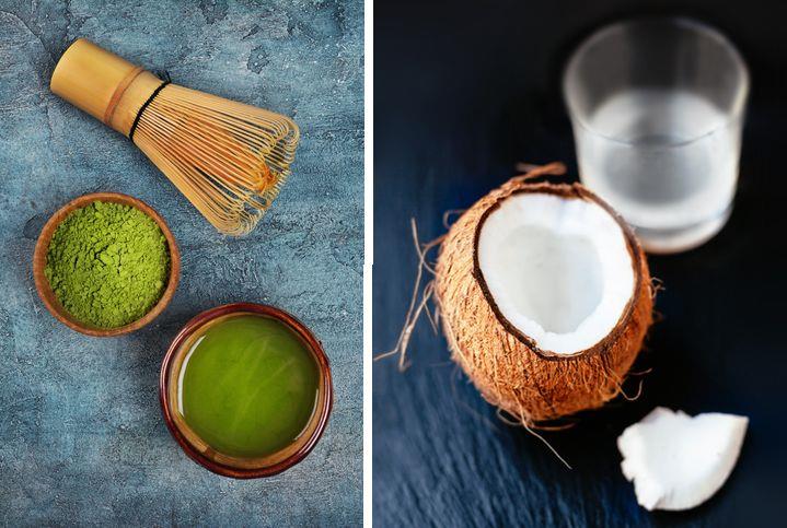 Tè matcha e acqua di cocco tè matcha e cocco