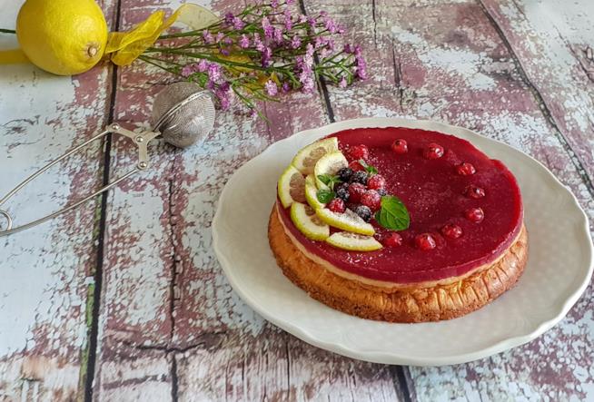 Torta ricotta lamponi Dolce a strati