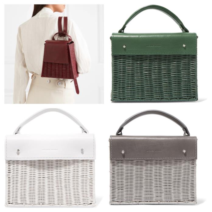 Borse modello wicker a cestino in rattan e inserti in pelle per l'autunno 2018 Borse in rattan modello wicker di tendenza per l'autunno 2018