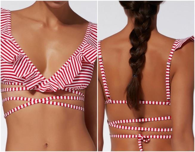 Bikini con laccetti Bikini a righe rosse e bianche con laccetti Calzedonia