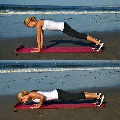 Pushup: esercizio di fitness Nora Tobin esegue un pushup