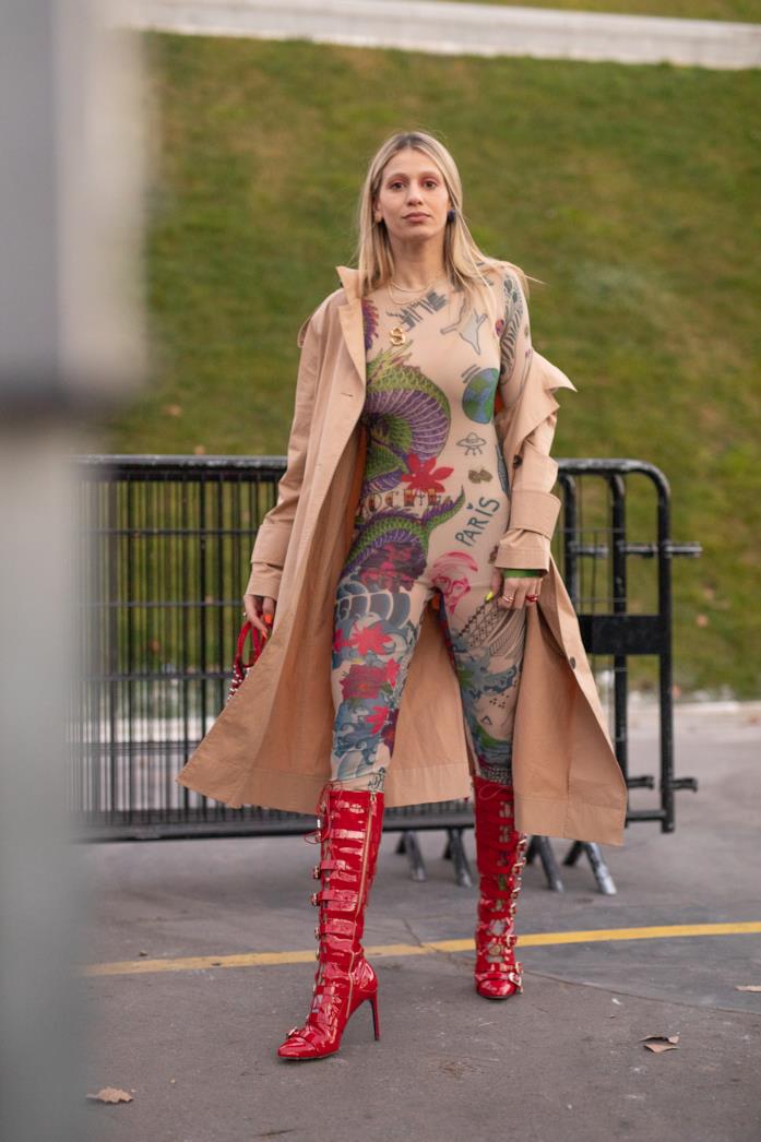 Stivali rossi Parigi Streetstyle 2019 Stivali rossi Parigi Streetstyle 2019