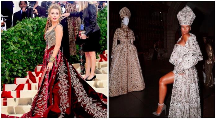 Rihanna e Blake Lively al MET Gala 2018 Rihanna e Blake Lively, collage al MET Gala 2018