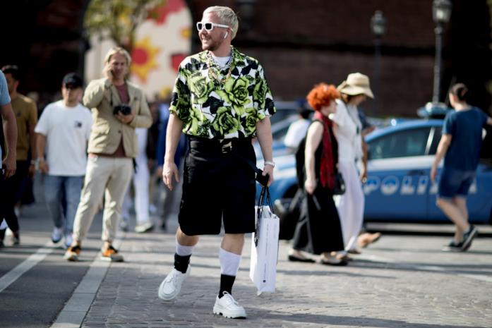 Street style Pitti Uomo 96, camicia fantasia Street style Pitti Uomo 96